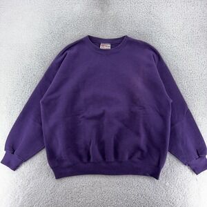 Vtg Hanes Blank Purple Premium Weight Crewneck Sweatshirt Mens XL Heavyweight
